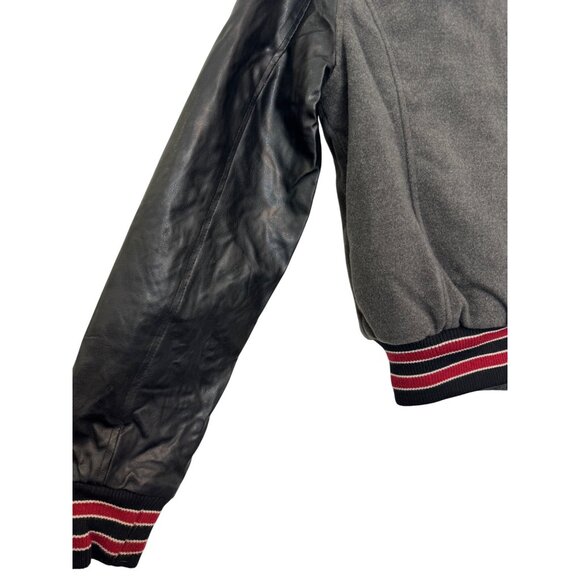 Vintage No Boundaries Womens Varsity Jacket Size S Gray/Red Black Faux Leather S - Picture 4 of 5